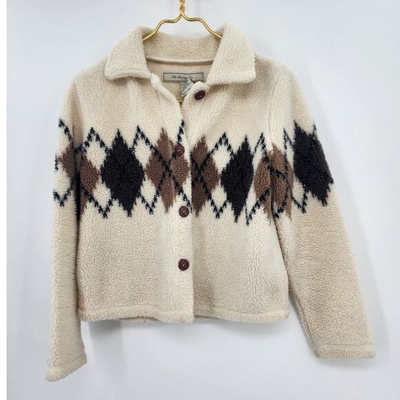 The‎ Barrage Company Sweater Vintage Argyle Print Full Button Down Size Medium - Picture 1 of 7